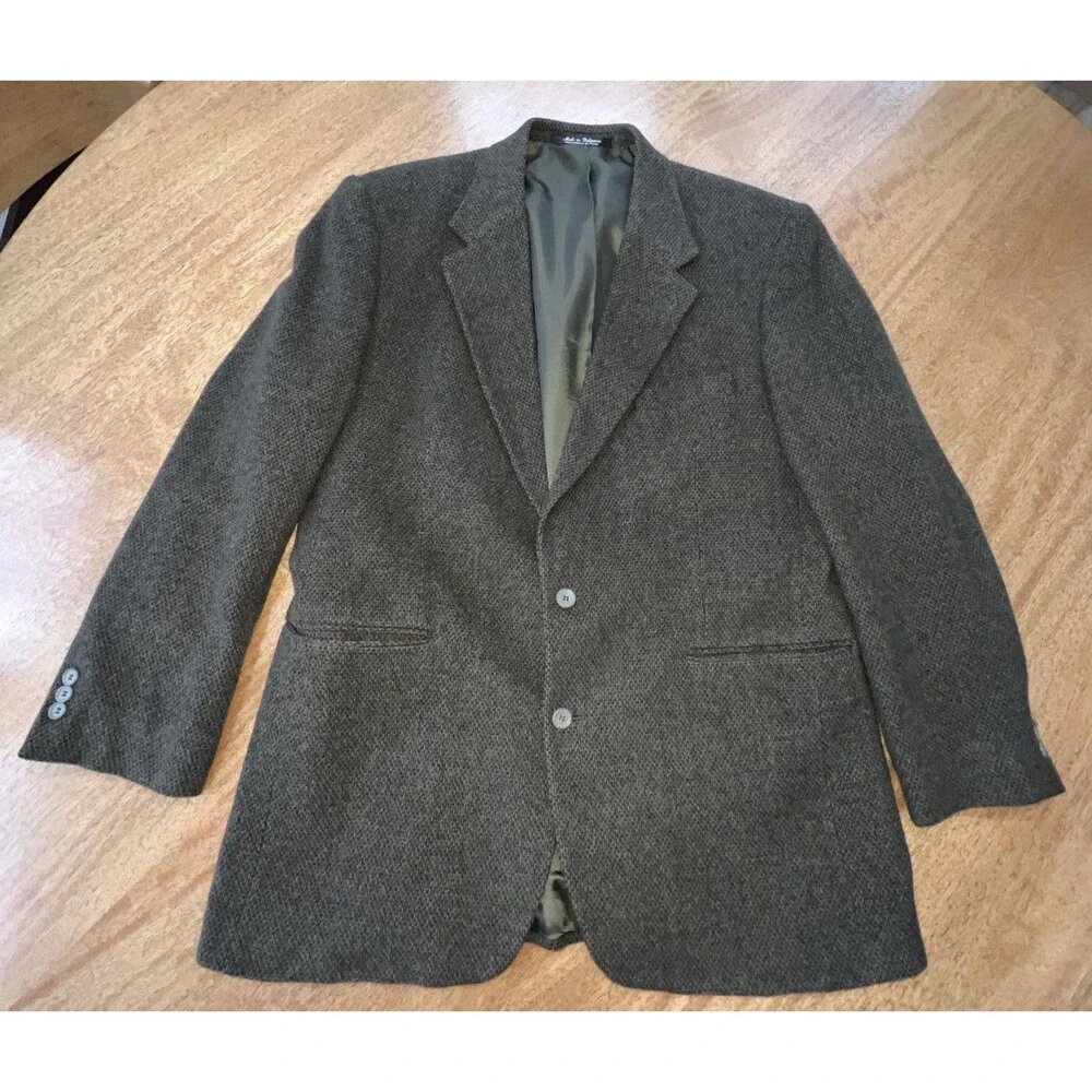 Pierre Cardin Vintage Men’s‎ 44L Wool & Camel Hair Olive Green Blazer Jacket